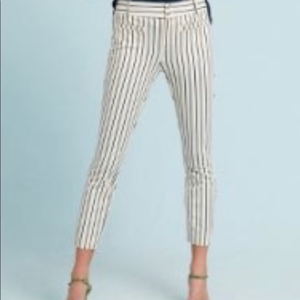 Anthropologie the essential striped slim trousers